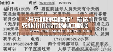 ‘开元棋牌电脑版’输送机农业价值高市场稳中略降(图1) 开云体育官网